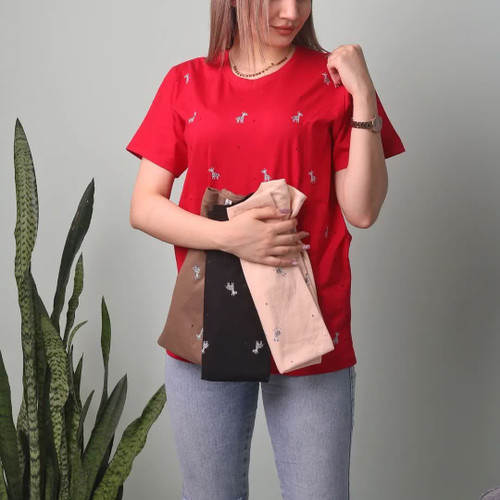 تیشرت زنانه نخ پنبه قواره دار