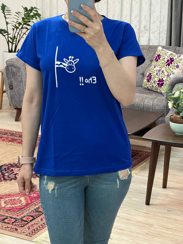 تیشرت زنانه نخ و پنبه طرح زرافه