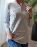 بلوز زنانه نخ پنبه جلو دکمه تدی
