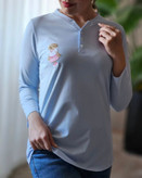 بلوز زنانه نخ پنبه جلو دکمه تدی