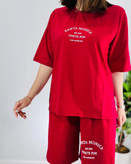 ستدتیشرت باکسی و شلوارک زنانه نخی