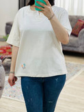 تیشرت زنانه دکمه دار گلدوزی