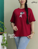 تیشرت زنانه باکسی نخ پنبه