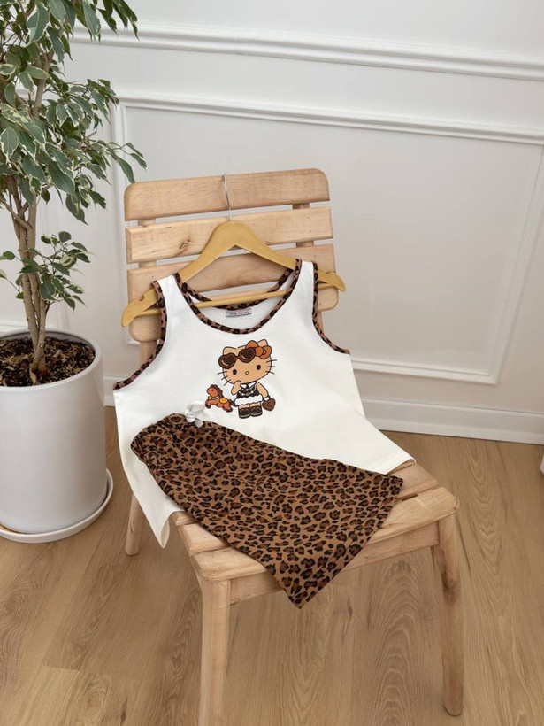 تاپ شورتک زنانه طرح کیتی پلنگی